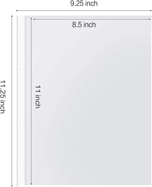 Sheet Protectors, HERKKA 700 Pack Heavy Duty Clear Plastic Page Protectors Sheet Reinforced 11-Hole Fit for 3 Ring Binder Fits Standard 8.5 x 11 Paper, 9.25 x 11.25 Top Loaded, Non-Acid