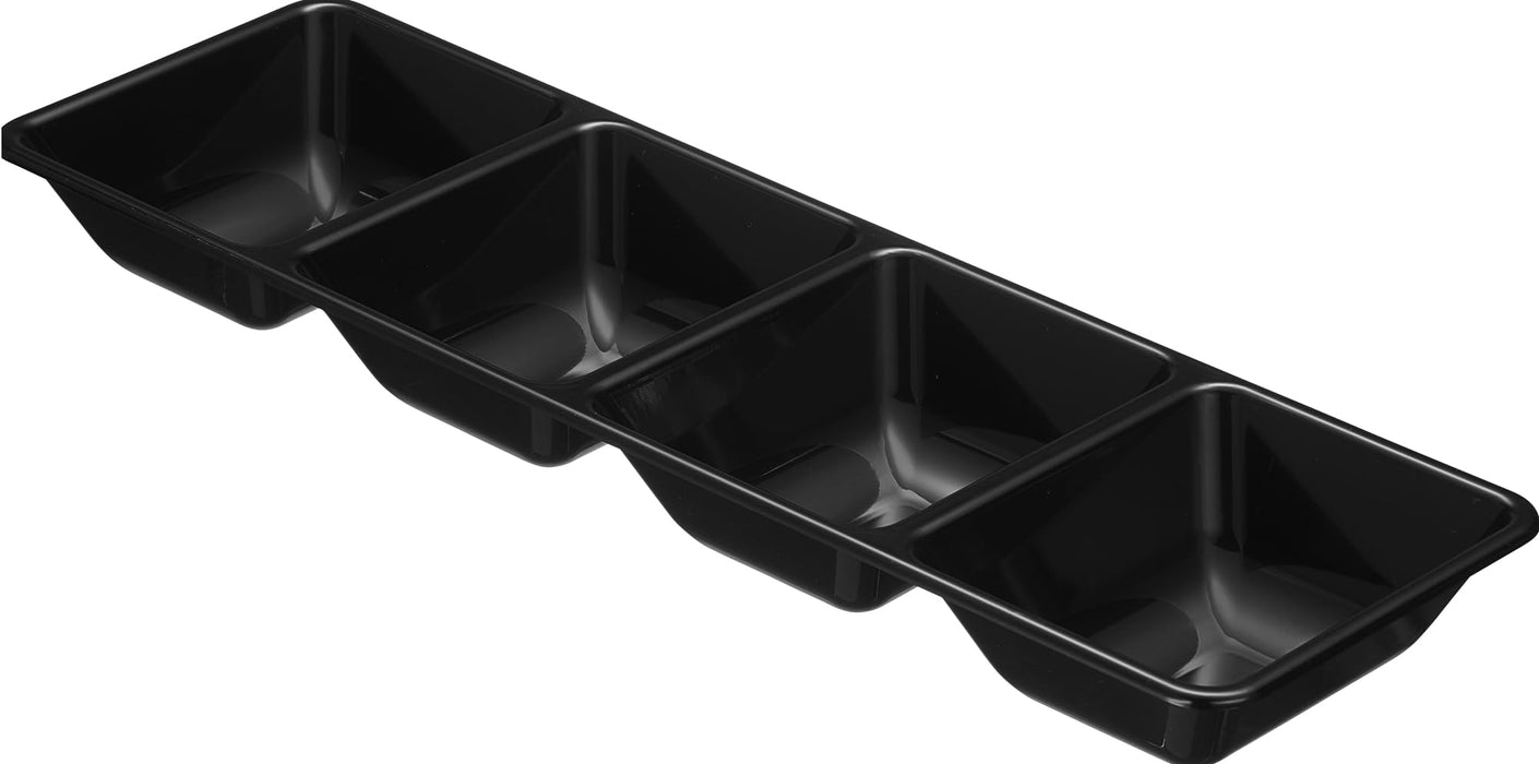 Plasticpro 4 Sectional Rectangle Plastic Disposable Serving Tray/Platter 5 X 16 Clear Pack of 4