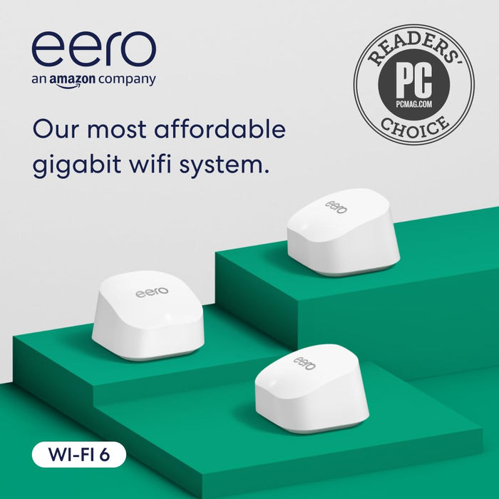 Amazon eero 6+ mesh wifi router - Supports internet plans up to a Gigabit, Coverage up to 1,500 sq. ft., Connect 75+ devices, 1-pack