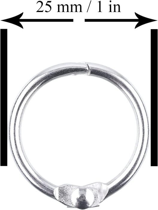 1 Inch Loose Leaf Binder Rings, (50 Pack) Metal Office Book Rings, Nickel Plated Steel Binder Rings, Keychain Key Rings, Index Card Rings, Silver, for School, Home, Office
