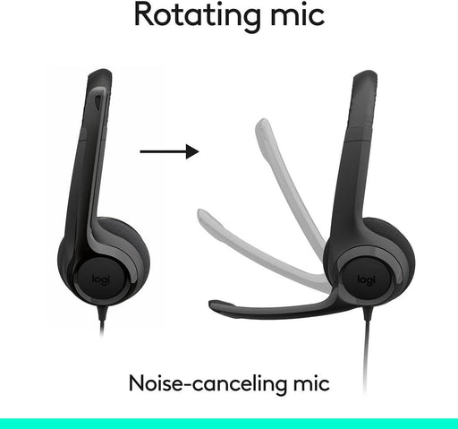 Logitech H390 Wired USB-C Headset Noise Cancelling Mic Black 981-001575