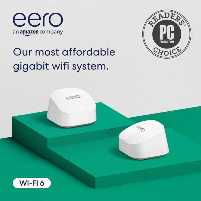 Amazon eero 6+ mesh wifi router - Supports internet plans up to a Gigabit, Coverage up to 1,500 sq. ft., Connect 75+ devices, 1-pack