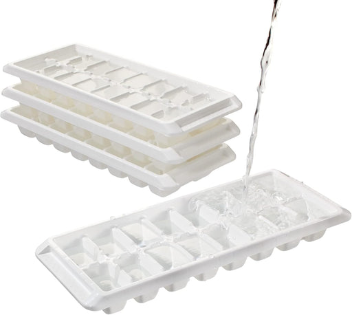 Ice Cube Trays (White) (Stackable with Water and Collapsible Without Water)