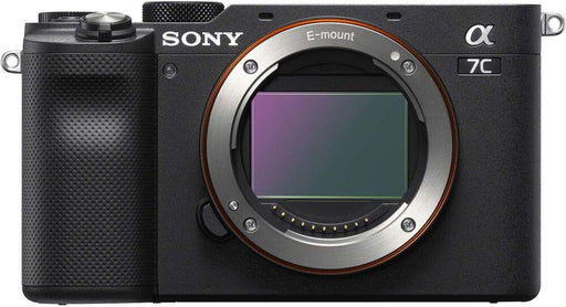 Sony Alpha a7C Mirrorless Digital Camera (Body Only, Black) (ILCE7C/B) + 64GB Card + 2 x NP-FZ-100 Battery + Corel Photo Software + Case + External Charger + Card Reader + LED Light + More (Renewed)