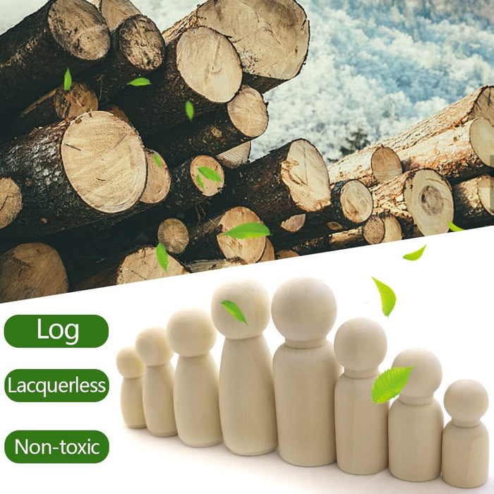 NODG 50 Unfinished Wooden Peg Dolls - Suitable for Children's DIY Crafts, Painting, Games, Home Decorations