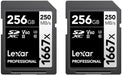 Lexar 256GB (2-Pack) Professional 1667x SD Card, UHS-II, C10, U3, V60, Full HD, 4K, Up To 250MB/s Read SDXC Memory Card, for Professional Photographer, Videographer, Enthusiast (LSD1667256G-B2NNU)