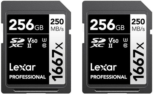 Lexar 256GB (2-Pack) Professional 1667x SD Card, UHS-II, C10, U3, V60, Full HD, 4K, Up To 250MB/s Read SDXC Memory Card, for Professional Photographer, Videographer, Enthusiast (LSD1667256G-B2NNU)