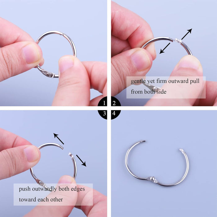 1 Inch Loose Leaf Binder Rings, (50 Pack) Metal Office Book Rings, Nickel Plated Steel Binder Rings, Keychain Key Rings, Index Card Rings, Silver, for School, Home, Office