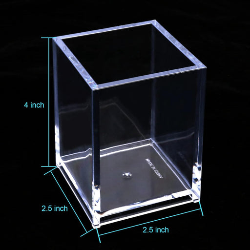 Acrylic Pen Holder, 3 Pcs Clear Pencil Holders for Desk, Makeup Brush Holder Cup Organizer, Stationery Storage Desktop Accessories for Office School Supplies (with Cleaning Cloth)