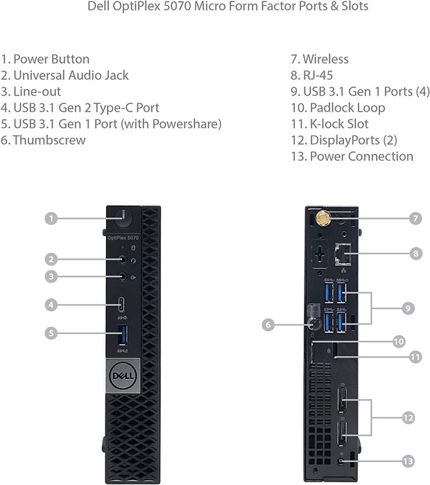 DELL Optiplex 5070 Micro MFF Desktop PC Intel i5-9500T, 16GB DDR4 New 512GB M.2 NVMe SSD, WiFi BT HDMI New KB & Mouse Windows 11 Pro (Renewed)