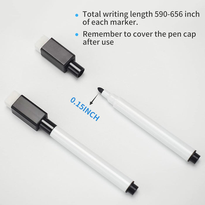 50 Pcs Black Magnetic Dry Erase Markers with Eraser Cap, White Board Mini Dry erase Markers Bulk, Fine Point Tip Student White Board Markers for Teachers Office School Supplies