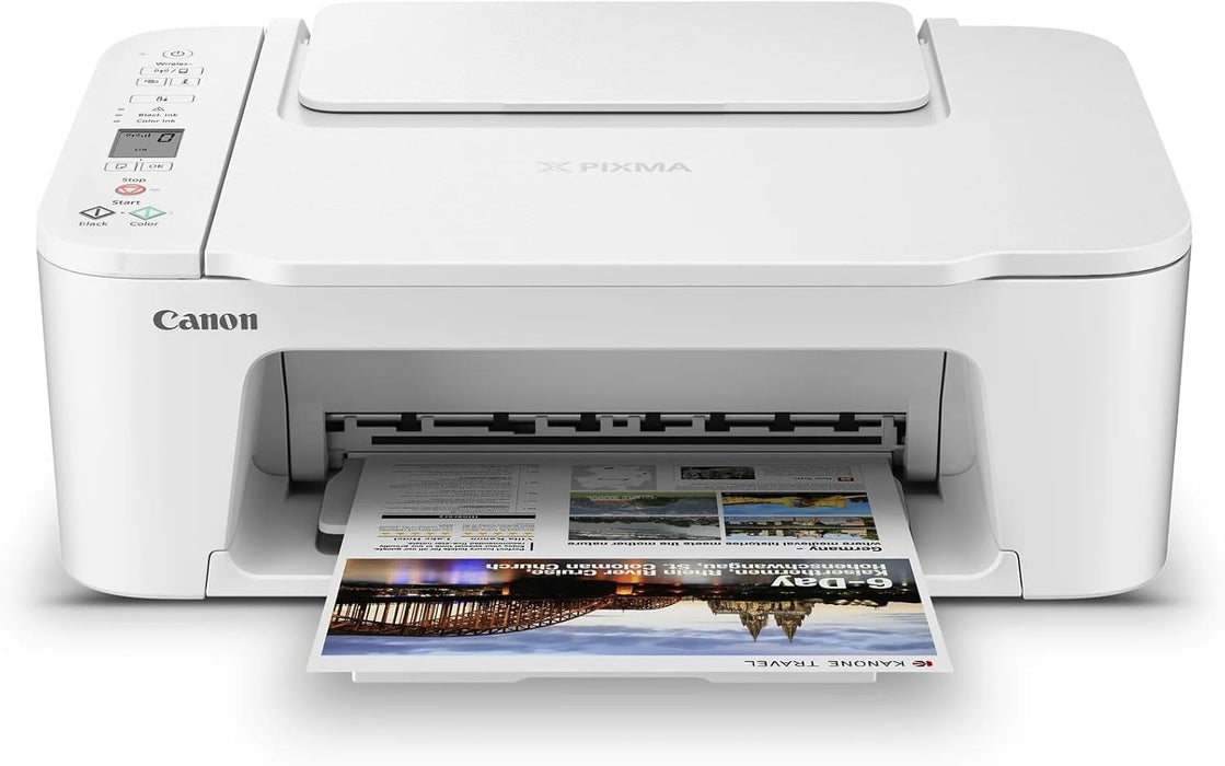 Canon PIXMA 3722 Color Inkjet All-in-One Printer | Print Copy Scan | Wireless | Mobile Printing | Print Up to 7.7 ipm | Up to 60 Sheets Capacity | 1.5" LCD | Wi-Fi (2.4 or 5 GHz) + Printer Cable