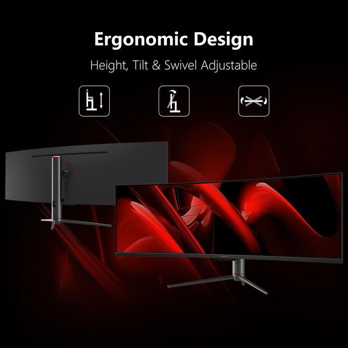 INNOCN 49" Curved Monitor Ultrawide Gaming 120Hz 32:9 QHD 5120 x 1440P Computer Monitor, R1800, 99% sRGB, HDR400, USB Type C, DisplayPort, HDMI, Built-in Speakers, Height/Tilt Adjustable - 49C1R - Buy Direct & Save