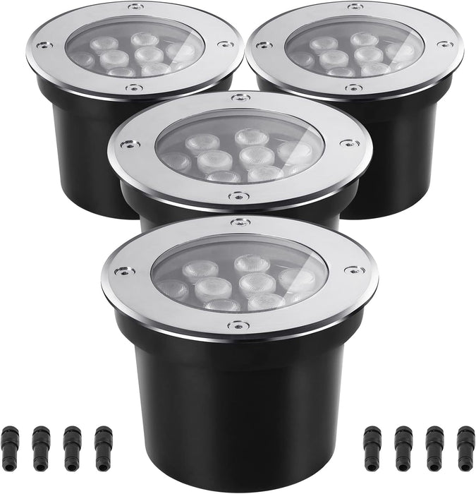 12W Low Voltage Landscape LED Ground Light for Garden, Patio - 12V-24V Outdoor Lighting 4 Pack