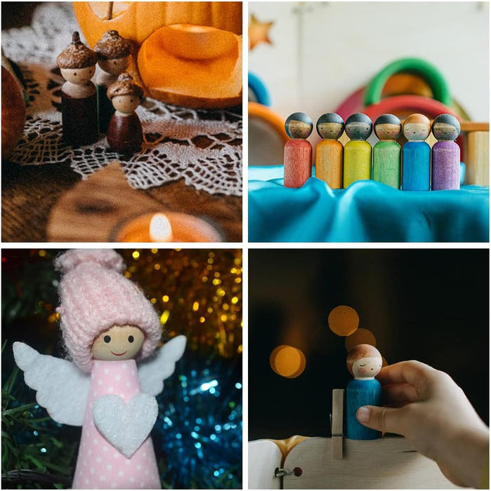 NODG 50 Unfinished Wooden Peg Dolls - Suitable for Children's DIY Crafts, Painting, Games, Home Decorations