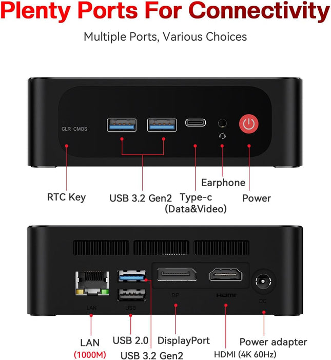 Beelink SER5 Pro Mini PC, AMD Ryzen 7 5825U(7nm, 8C/16T) up to 4.5GHz, Mini Computer 16GB DDR4 RAM 500GB NVME SSD, Micro PC 4K@60Hz Triple Display, Mini Gaming Computer WiFi6/BT5.2/HTPC
