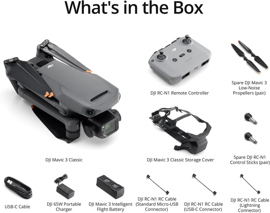 DJI Mavic 3 Classic, Drone with 4/3 CMOS Hasselblad Camera for Professionals, 5.1K HD Video, 46 Mins Flight Time, 15km Transmission Range, Smart Return to Home, FAA Remote ID Compliant