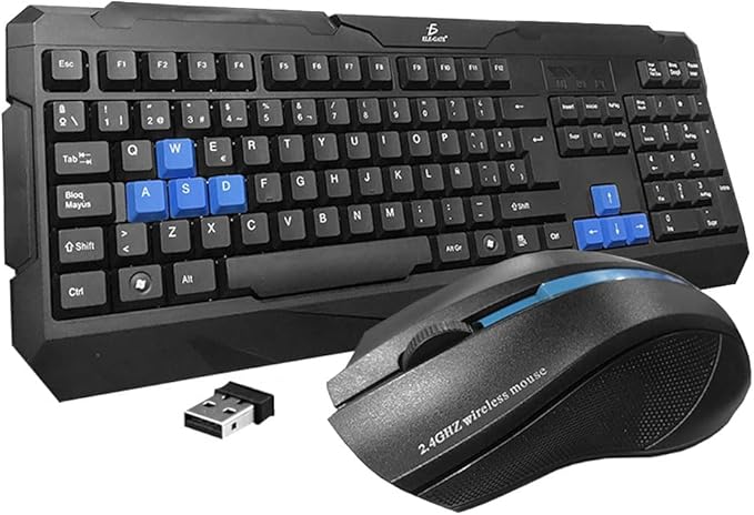 ELE-GATE Wireless Keyboard and Mouse Kit (ST.03) Spanish Spain Black Color reliable wireless connection_Allows you to work or play up to 10 meters away. - NJ Accessory/Buy Direct & Save