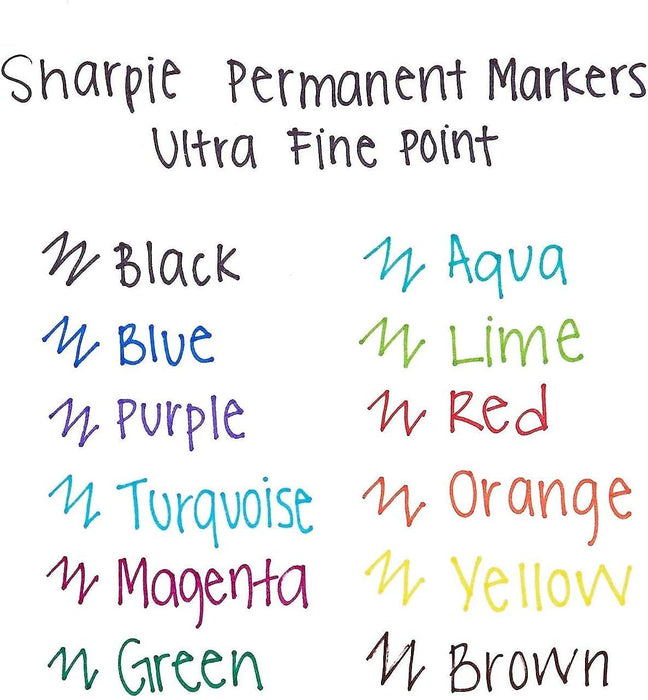 Sharpie 37001 Ultra Fine Point Permanent Markers, Black; Fade and Water Resistant, Quick-drying Ink, 2 Packs of 12 Markers, 24 Markers Total