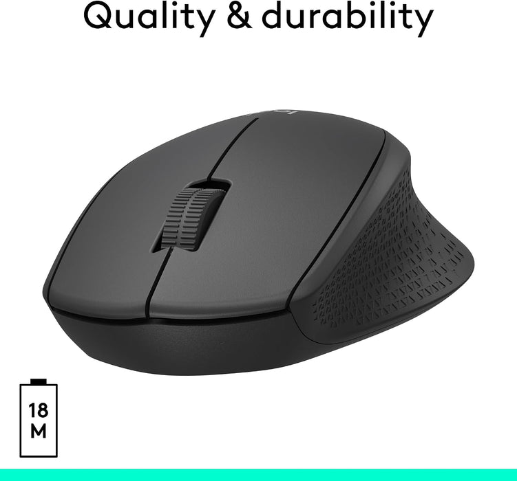 Logitech M330 Silent Wireless Mouse Optical 2.4GHz USB Black 910-004905
