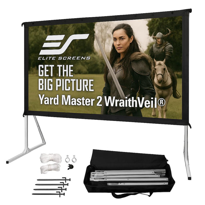 Elite Screens Yard Master Plus, 180-INCH 16:9 Height Setting Adjustable Portable Projector Screen, 4K HD Outdoor Indoor Movie Theater Front Projection, US Based Company 2-YEAR WARRANTY, OMS180H2PLUS