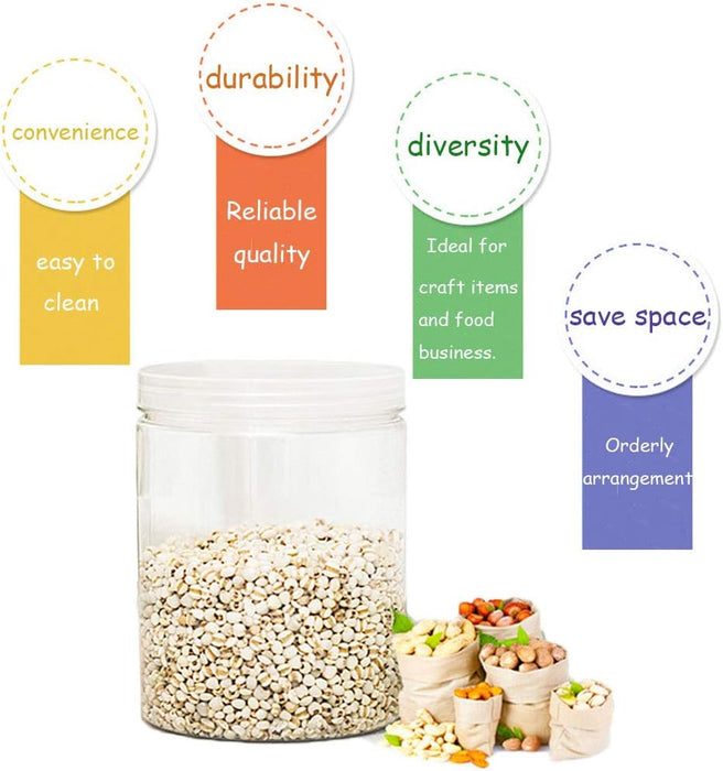 15 Pack 6oz Clear Plastic Jars Wide-mouth Storage Containers,Refillable Empty Containers for Dry Food,Dried Fruit,Seasoning and Honey Storage