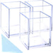 Acrylic Pen Holder, 3 Pcs Clear Pencil Holders for Desk, Makeup Brush Holder Cup Organizer, Stationery Storage Desktop Accessories for Office School Supplies (with Cleaning Cloth)
