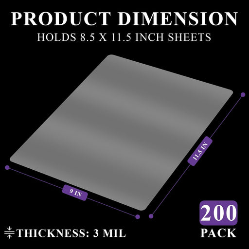 Laminating Sheets 8.5 x 11, 200 Count Thermal Laminating Pouches 3 mil, Clear Thermal Laminating Plastic Paper Laminator Sheets, Fits Letter Sized Paper 8.9 in × 11.4 in, Office Supplies.