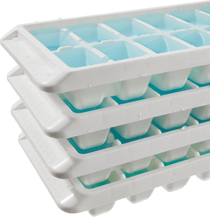 Ice Cube Trays (White) (Stackable with Water and Collapsible Without Water)