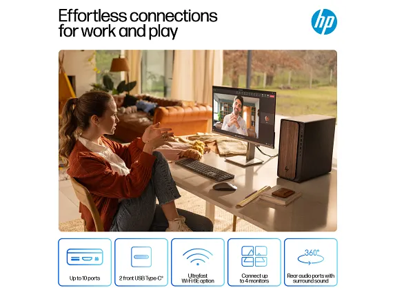 HP OmniDesk M03-0155t Desktop PC Intel Core Ultra 5 16GB RAM 1TB SSD Dark Wood