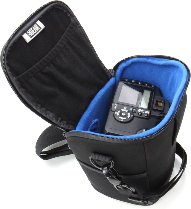USA Gear DSLR Camera Case for Men and Women with Top Loading Accessibility, Adjustable Shoulder, Small Camera Sling Bag, Travel Padded Handle - Camera Holster Bag for Nikon, Canon, Panasonic (Black)