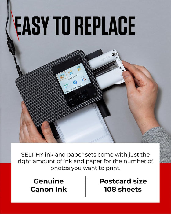 Canon RP-108 Color Ink/Paper Set, Compatible with Selphy CP910/CP820/CP1200/CP1300/CP1500