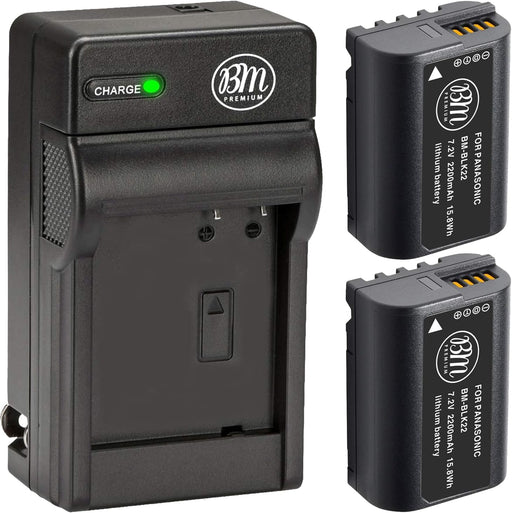 BM Premium 2 Pack of DMW-BLK22 High Capacity Battery and Battery Charger for Panasonic Lumix S1 II, S1R II, DC-S5, S5 II, S5 IIX, S9, G9 II, GH5 II, GH6, GH7, DMW-BG1, DMW-BGS5 Cameras