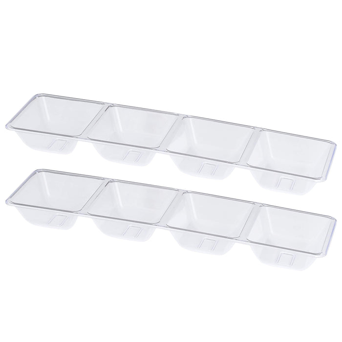 Plasticpro 4 Sectional Rectangle Plastic Disposable Serving Tray/Platter 5 X 16 Clear Pack of 4