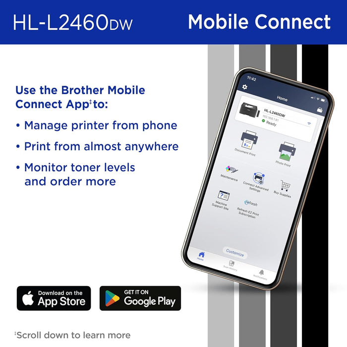 Brother HL-L2460DW Wireless Compact Monochrome Laser Printer with Duplex