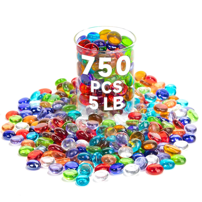 1 LB Mix Color Glass Beads, Mini Flat Glass Marbles~150PCS for Vase Fillers, Floral Bottom Mancala Gems Pebbles Fish Tank Rocks for Table Scatter Aquarium,Home Decorative Art Craft Supplies(0.5"~0.7")
