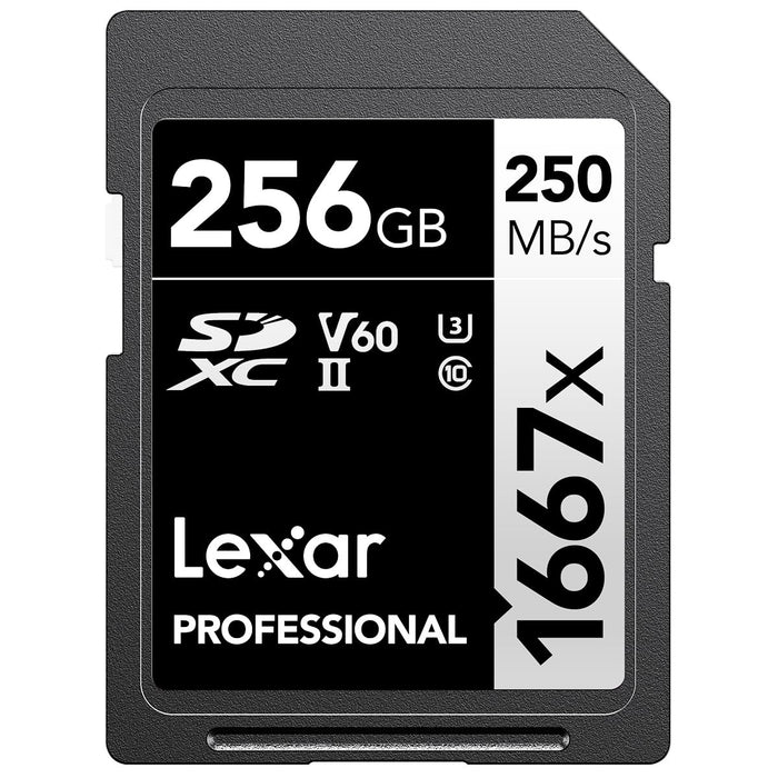 Lexar 256GB (2-Pack) Professional 1667x SD Card, UHS-II, C10, U3, V60, Full HD, 4K, Up To 250MB/s Read SDXC Memory Card, for Professional Photographer, Videographer, Enthusiast (LSD1667256G-B2NNU)
