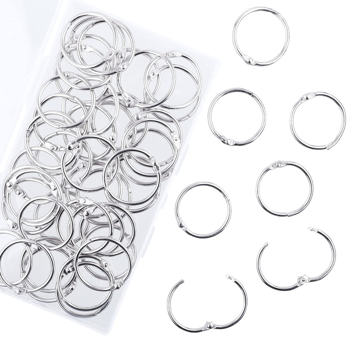 1 Inch Loose Leaf Binder Rings, (50 Pack) Metal Office Book Rings, Nickel Plated Steel Binder Rings, Keychain Key Rings, Index Card Rings, Silver, for School, Home, Office