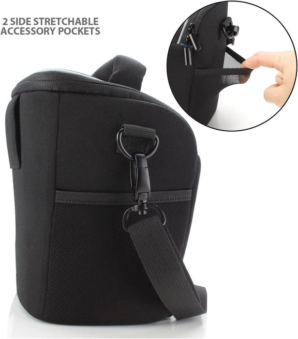 USA Gear DSLR Camera Case for Men and Women with Top Loading Accessibility, Adjustable Shoulder, Small Camera Sling Bag, Travel Padded Handle - Camera Holster Bag for Nikon, Canon, Panasonic (Black)