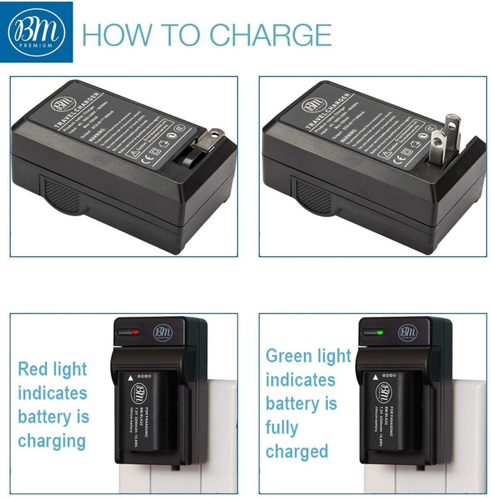 BM Premium 2 Pack of DMW-BLK22 High Capacity Battery and Battery Charger for Panasonic Lumix S1 II, S1R II, DC-S5, S5 II, S5 IIX, S9, G9 II, GH5 II, GH6, GH7, DMW-BG1, DMW-BGS5 Cameras