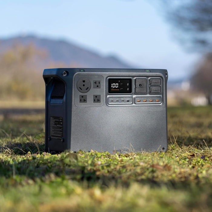 DJI Power 2000 side view showing AC and USB output ports