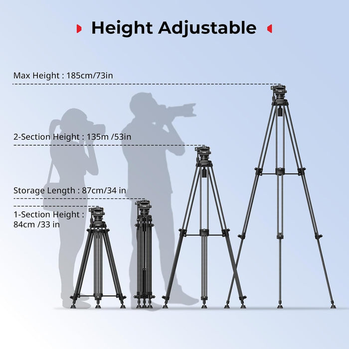 SMALLRIG AD-14 73" Heavy Duty Video Tripod Fluid Head 5441