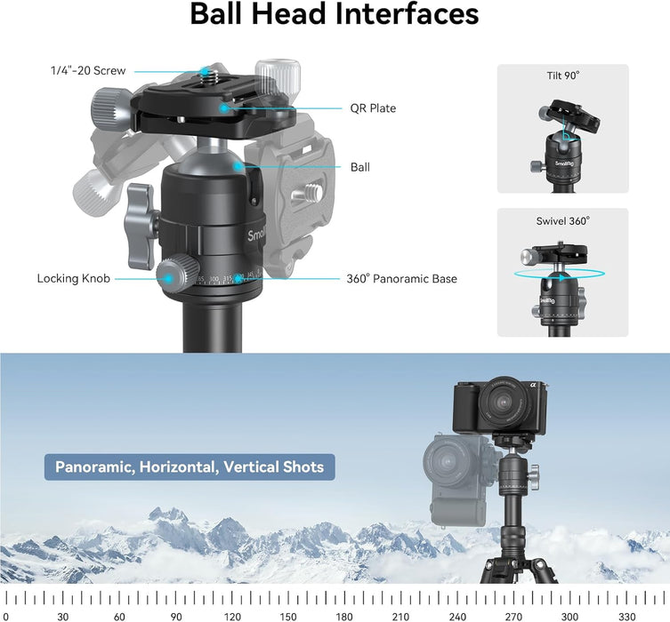 SmallRig VT-20 Aluminum Mini Tripod, 20" Desktop Tripod with 360° Ball Head, Compact Desktop Tripods for DSLR Camera Video Camcorder, Load up to 13lb/6kg-4289