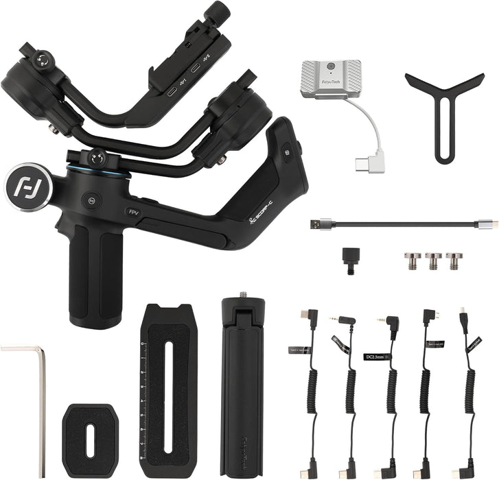 Feiyutech SCORP-C Combo Camera Stabilizer with Magnetic AI Tracker, 3-Axis Gimbal Stabilizer for Mirrorless and DSLR Cameras, 5.5lbs Payload, Gimbal for Camera, for Video Recording