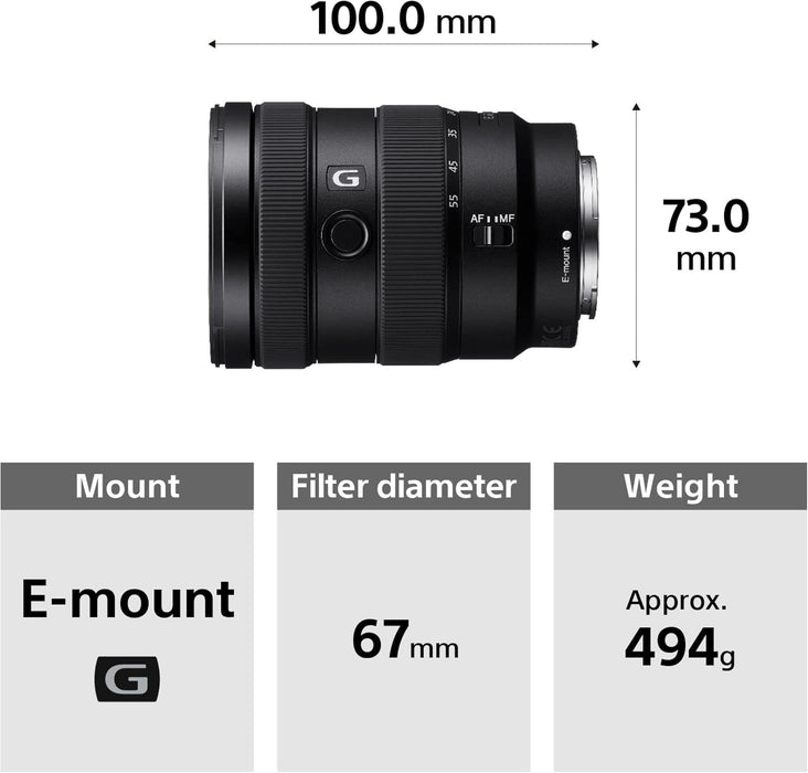 Sony E 16-55mm f/2.8 G APS-C Zoom Lens Black SEL1655G