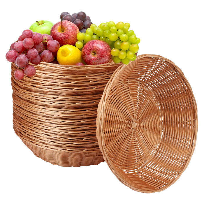 30 Pack Oval Poly Wicker Basket, 9 x 6 x 2.6 Inch Poly Wicker Bread Baskets, Medium Size Gift Baskets for Kitchen, Christmas Gifts, Centerpiece Display, Storing Bread, Fruits, Vegetables, by GNIEMCKIN