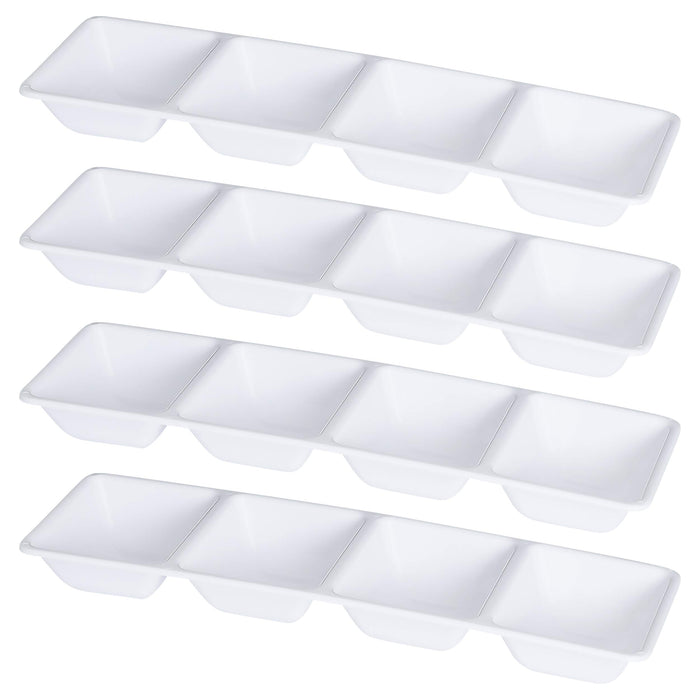 Plasticpro 4 Sectional Rectangle Plastic Disposable Serving Tray/Platter 5 X 16 Clear Pack of 4