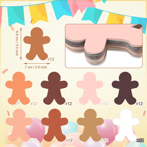 Lincia 108 Pcs People Shaped Paper Cutouts Gingerbread Bulletin Board Assorted Color Person Accents Blank Creative Paper Cutouts for Kids DIY Art Craft Project Home School Classroom Xmas Decorations