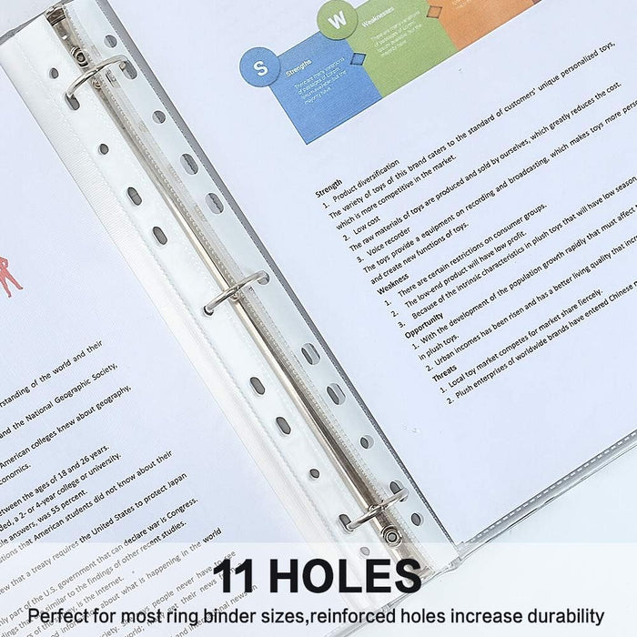 Sheet Protectors, HERKKA 700 Pack Heavy Duty Clear Plastic Page Protectors Sheet Reinforced 11-Hole Fit for 3 Ring Binder Fits Standard 8.5 x 11 Paper, 9.25 x 11.25 Top Loaded, Non-Acid