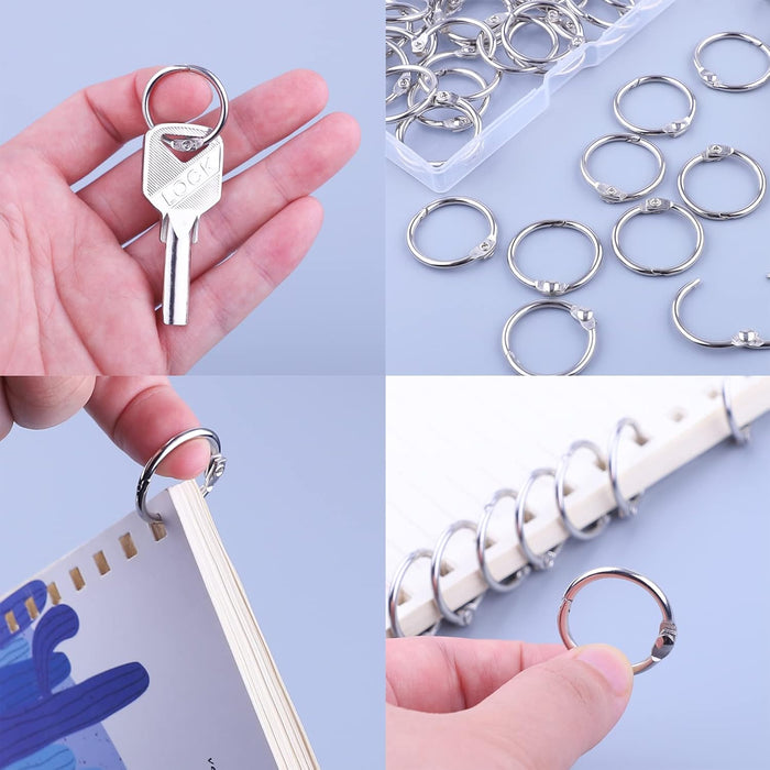 1 Inch Loose Leaf Binder Rings, (50 Pack) Metal Office Book Rings, Nickel Plated Steel Binder Rings, Keychain Key Rings, Index Card Rings, Silver, for School, Home, Office